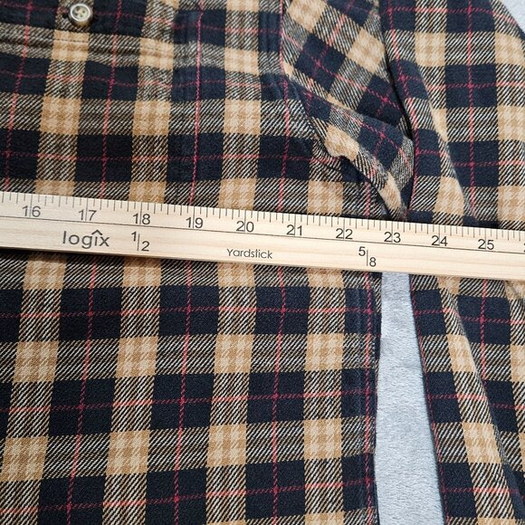 Carhartt Shirt Mens Large Navy Tan Gold Plaid Flannel Button Up Workwear - Picture 7 of 8